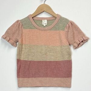Kids Striped Knit Top - Pink and Green